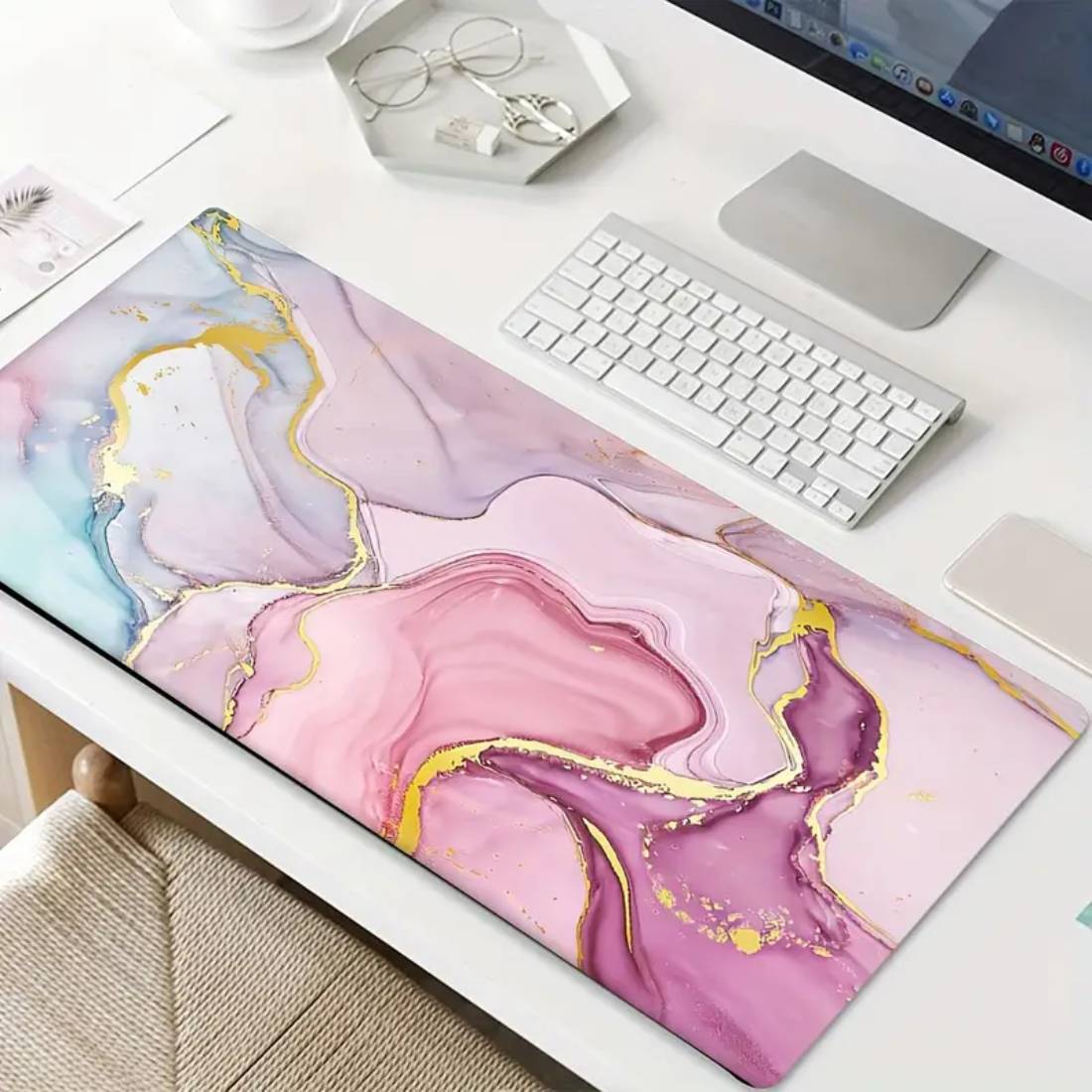 Marble Pattern Gaming Mouse Pad - Mixed Color - حصيرة الفأرة - Store 974 | ستور ٩٧٤