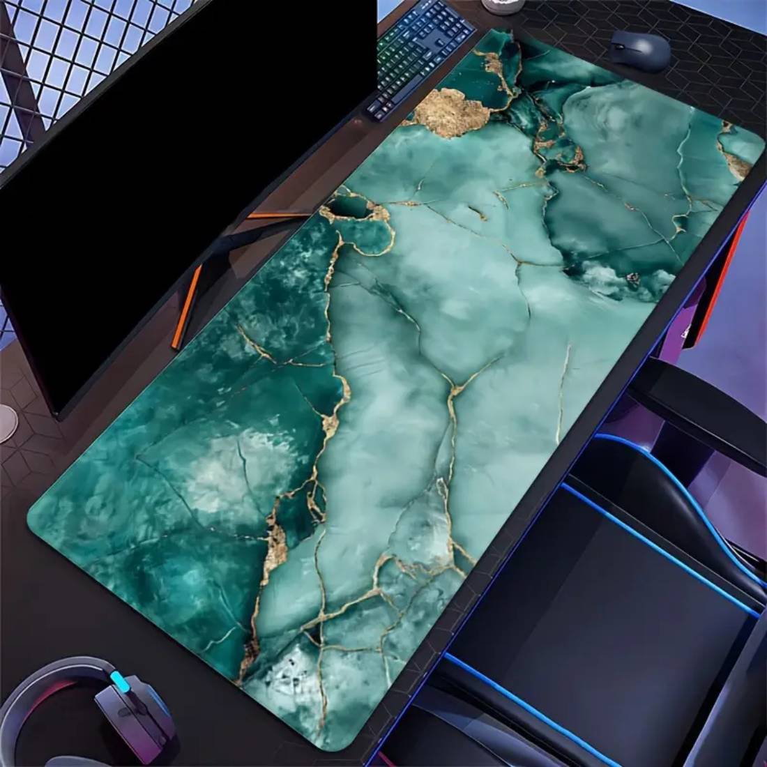 Marble Pattern Gaming Mouse Pad - Green - حصيرة الفأرة - Store 974 | ستور ٩٧٤