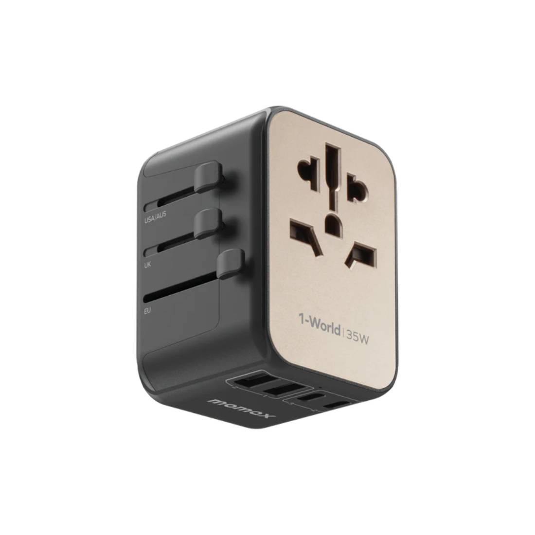 Momax 1world PD35W 5 Ports Ac Travel Charger - Titanium - شاحن - Store 974 | ستور ٩٧٤