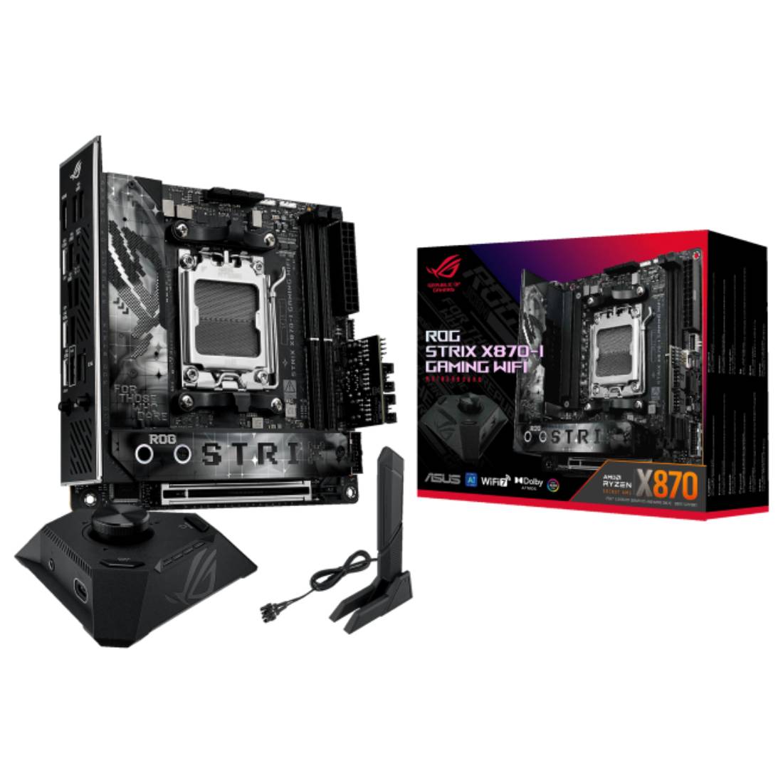 ASUS ROG STRIX X870-I WiFi AM5 DDR5 Gaming Motherboard- اللوحة الأم ASUS ROG STRIX X870-I WiFi AM5 DDR5 Gaming Motherboard- اللوحة الأم