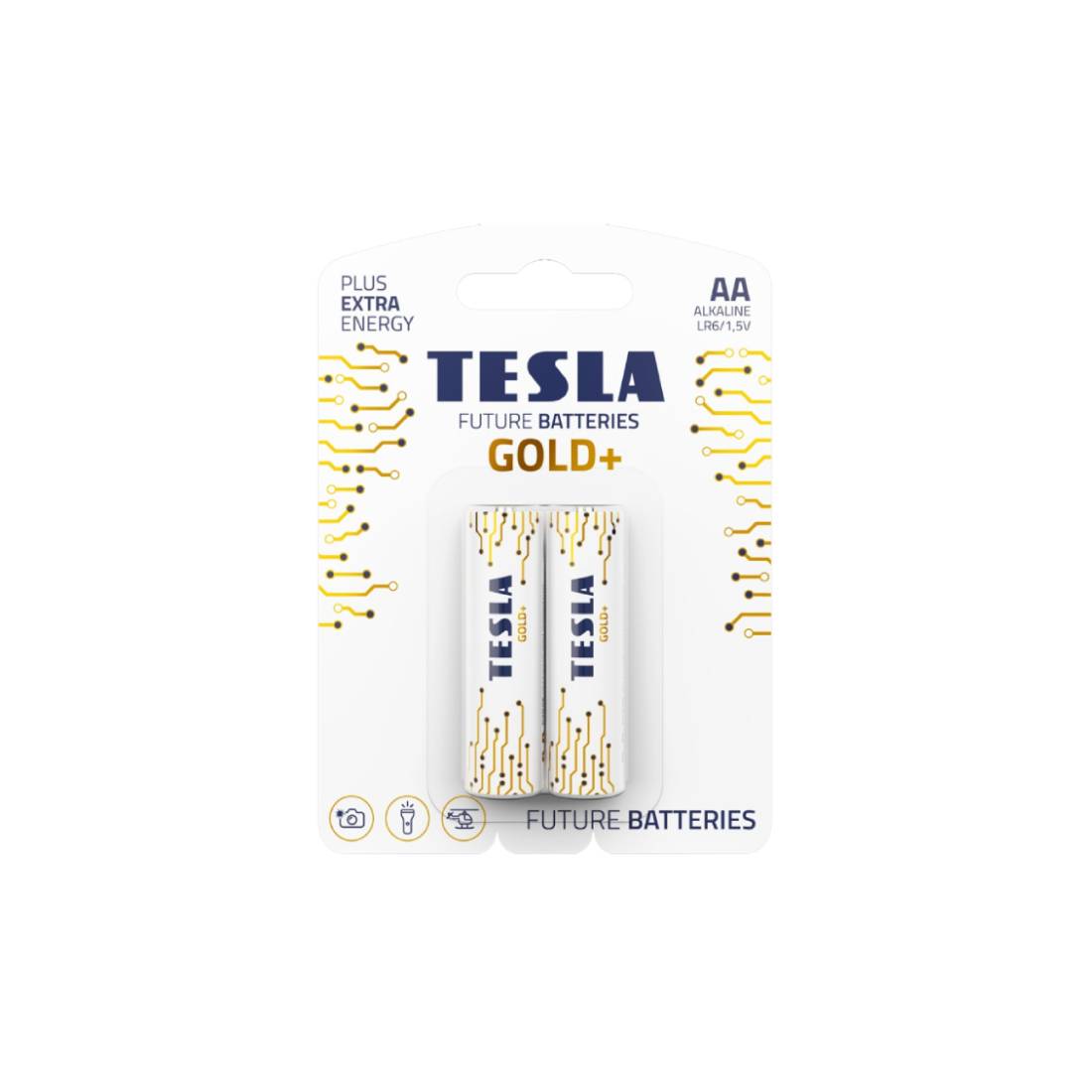 Tesla Battery AA Gold+ LR6 1.5v - 2 Pieces Set - بطارية Tesla Battery AA Gold+ LR6 1.5v - 2 Pieces Set - بطارية