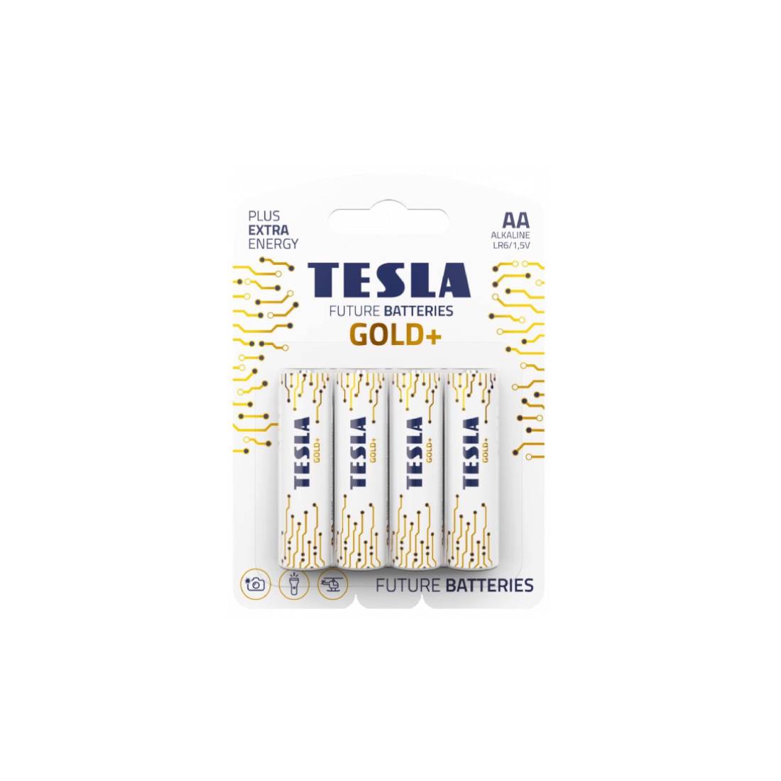 Tesla Battery AA Gold+ LR6 1.5v - 4 Pieces Set - بطارية Tesla Battery AA Gold+ LR6 1.5v - 4 Pieces Set - بطارية