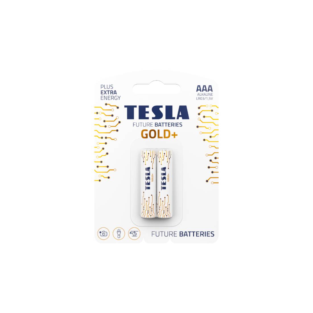 Tesla Battery AAA Gold+ LR3 1.5v - 2 Pieces Set - بطارية Tesla Battery AAA Gold+ LR3 1.5v - 2 Pieces Set - بطارية