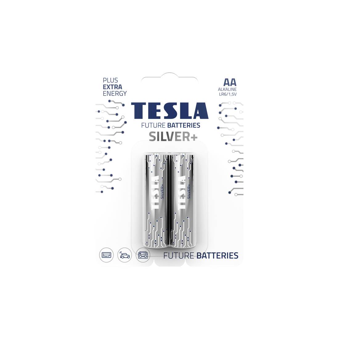 Tesla Battery AA Silver+ LR6 1.5v - 2 Pieces Set - بطارية Tesla Battery AA Silver+ LR6 1.5v - 2 Pieces Set - بطارية