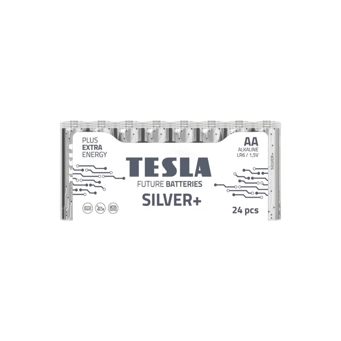 Tesla Battery AA Silver+ LR6 1.5v - 24 Pieces Set - بطارية Tesla Battery AA Silver+ LR6 1.5v - 24 Pieces Set - بطارية