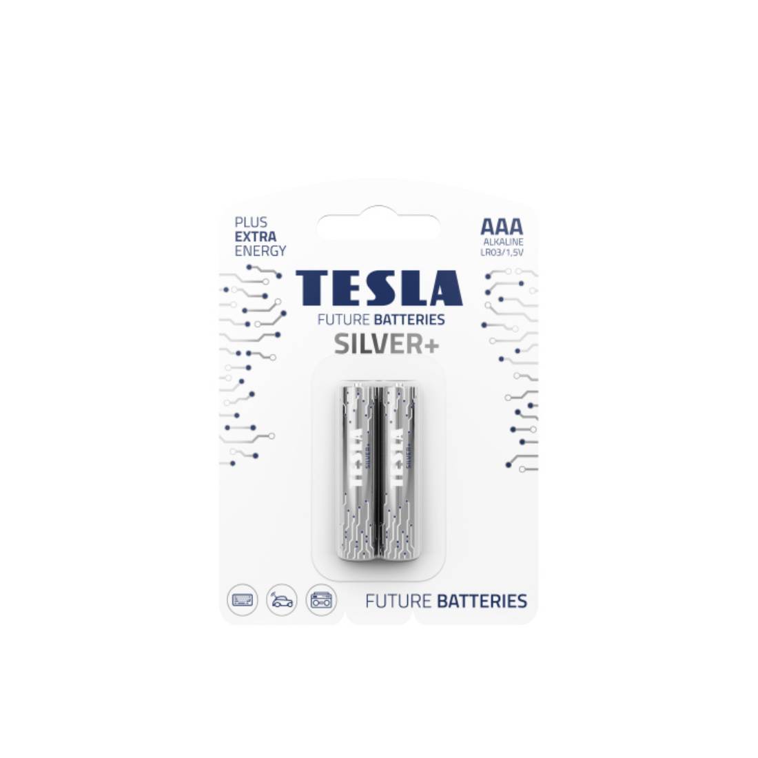Tesla Battery AAA Silver+ LR3 1.5v - 2 Pieces Set - بطارية Tesla Battery AAA Silver+ LR3 1.5v - 2 Pieces Set - بطارية