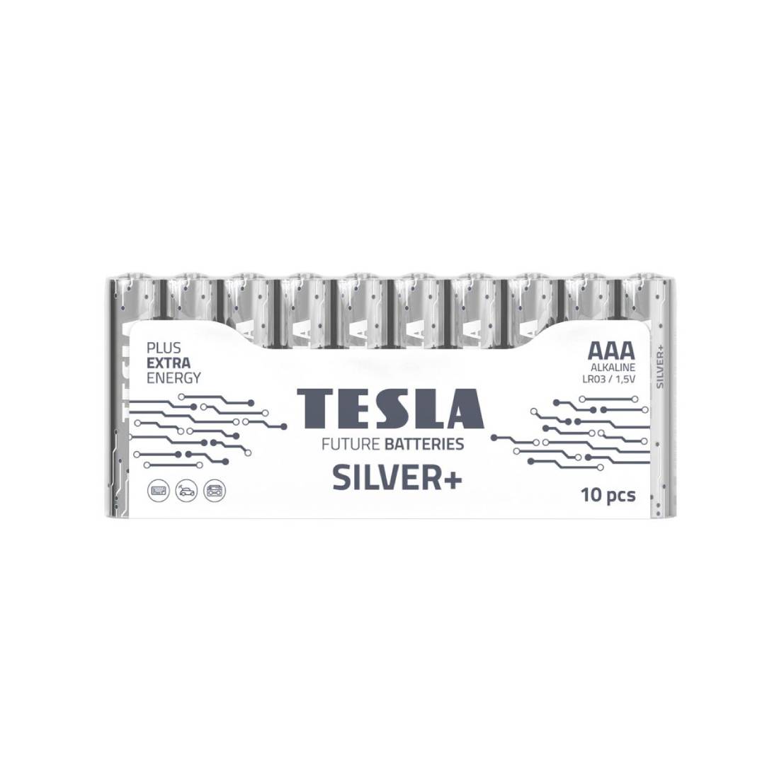 Tesla Battery AAA Silver+ LR3 1.5v - 10 Pieces Set - بطارية Tesla Battery AAA Silver+ LR3 1.5v - 10 Pieces Set - بطارية