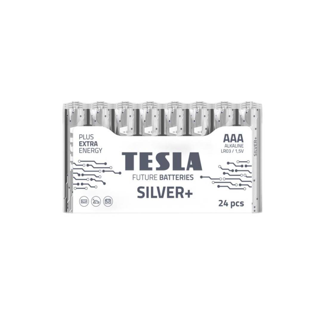 Tesla Battery AAA Silver+ LR3 1.5v - 24 Pieces Set - بطارية Tesla Battery AAA Silver+ LR3 1.5v - 24 Pieces Set - بطارية