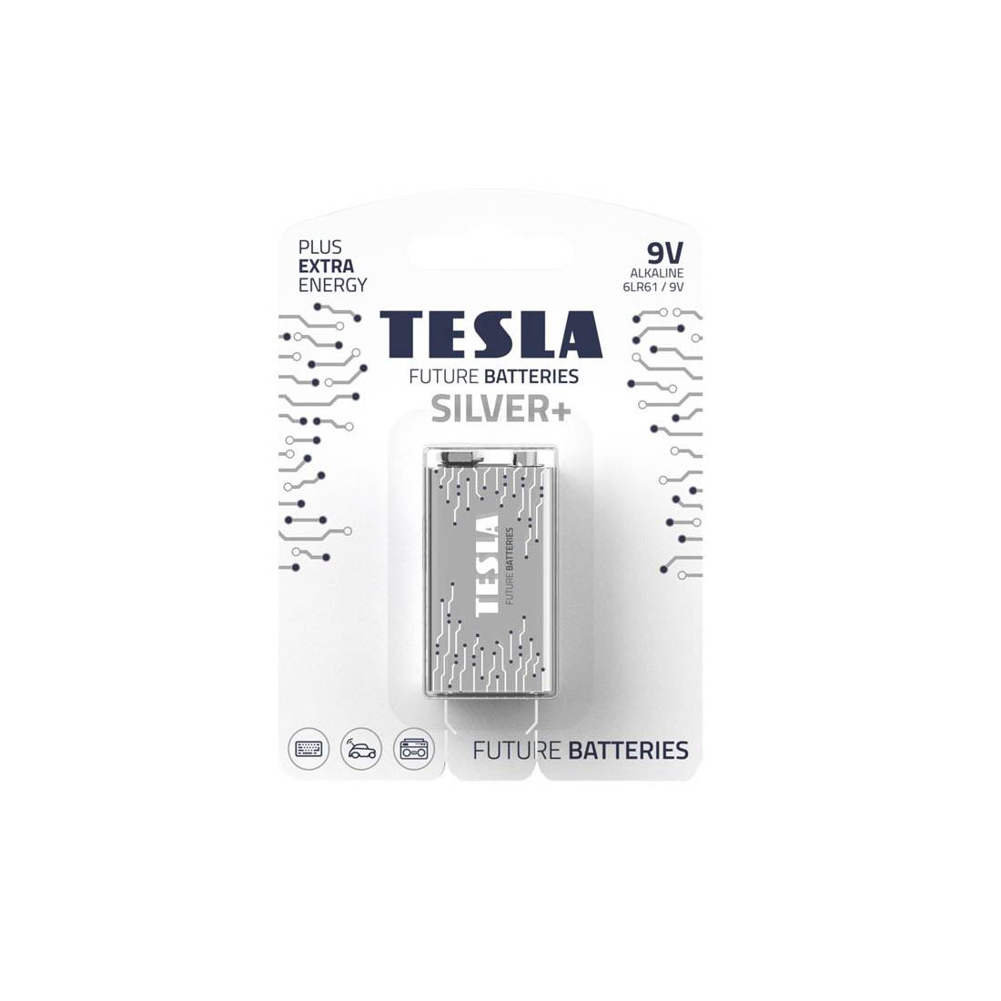 Tesla Battery 9V Silver+ 6LR61 - 1 Piece - بطارية - Store 974 | ستور ٩٧٤