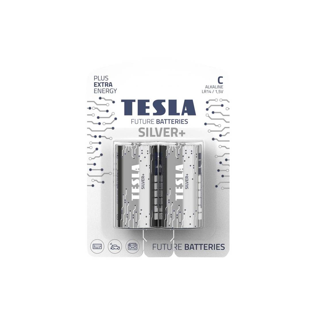 Tesla Battery C Silver+ LR14 1.5v - 2 Pieces Set - بطارية - Store 974 | ستور ٩٧٤