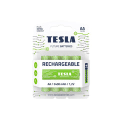 Tesla Battery AA Green+  NI MH 1.2v  Rechargeable - 4 Pieces Set - بطارية