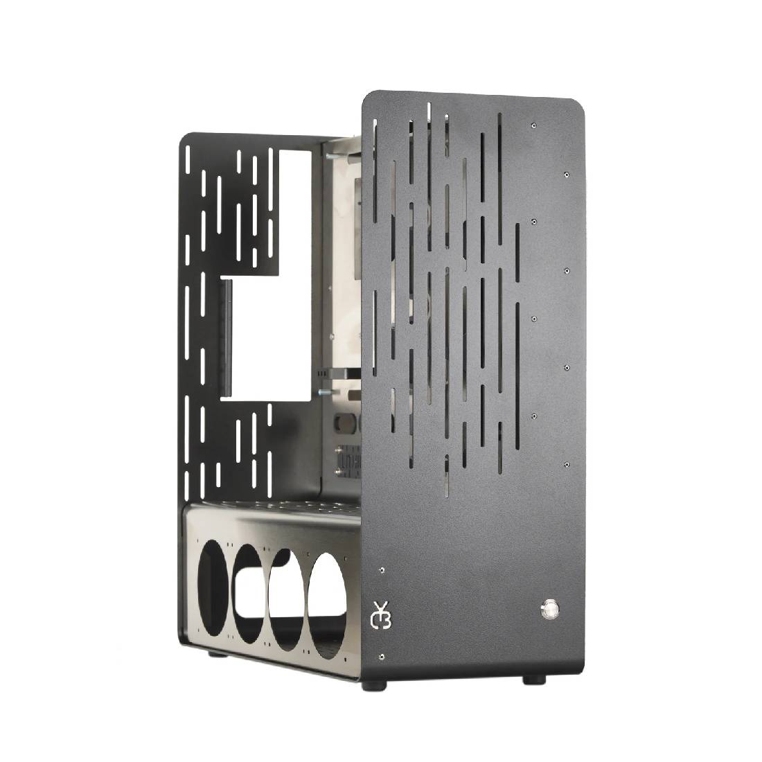 Yuel Beast Lithium-E Gaming Case - Stainless Steel & Black & Gold Texture - صندوق Yuel Beast Lithium-E Gaming Case - Stainless Steel & Black & Gold Texture - صندوق