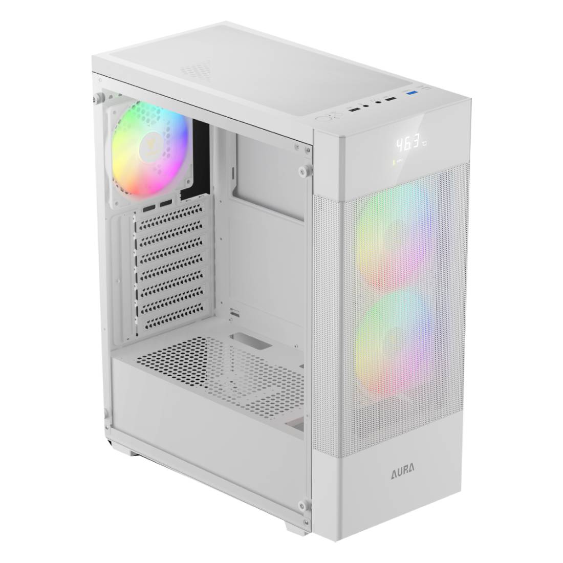 Gamdias Aura GC5 Elite Mid-Tower ARGB Case - White - صندوق Gamdias Aura GC5 Elite Mid-Tower ARGB Case - White - صندوق