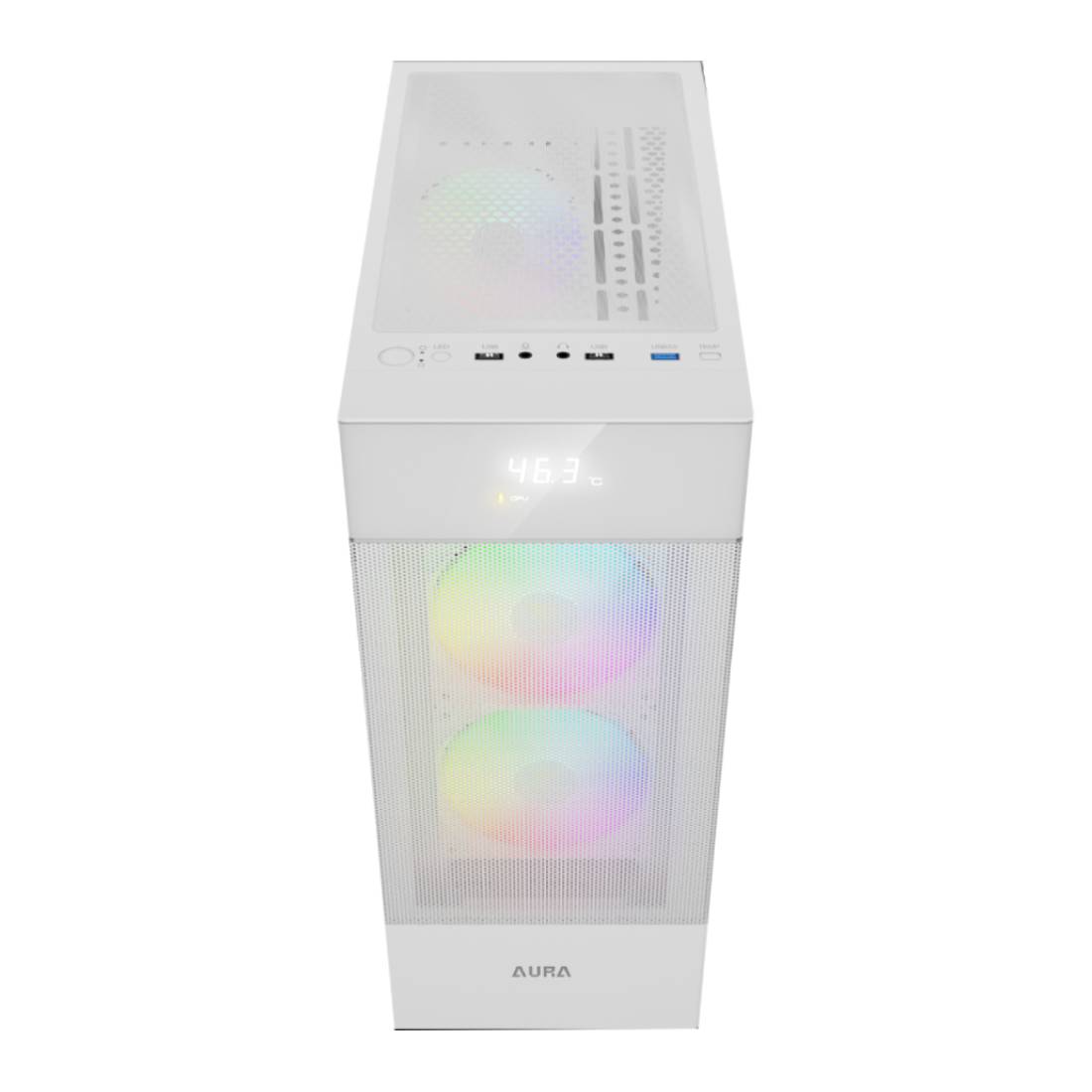 Gamdias Aura GC5 Elite Mid-Tower ARGB Case - White - صندوق Gamdias Aura GC5 Elite Mid-Tower ARGB Case - White - صندوق