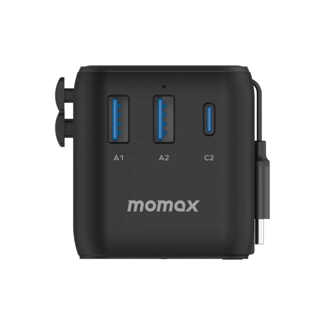 Momax 1-World 25W 3-Port USB-C Cable AC ACPTER AC-Black-mحol Momax 1-World 25W 3-Port USB-C Cable AC ACPTER AC-Black-mحol