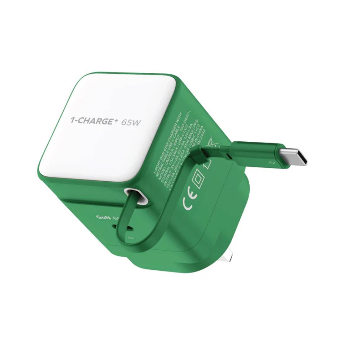 Momax 1-Charge 65W GAN 1-Port Charger USB-C Adapter-Green-mحol Momax 1-Charge 65W GAN 1-Port Charger USB-C Adapter-Green-mحol