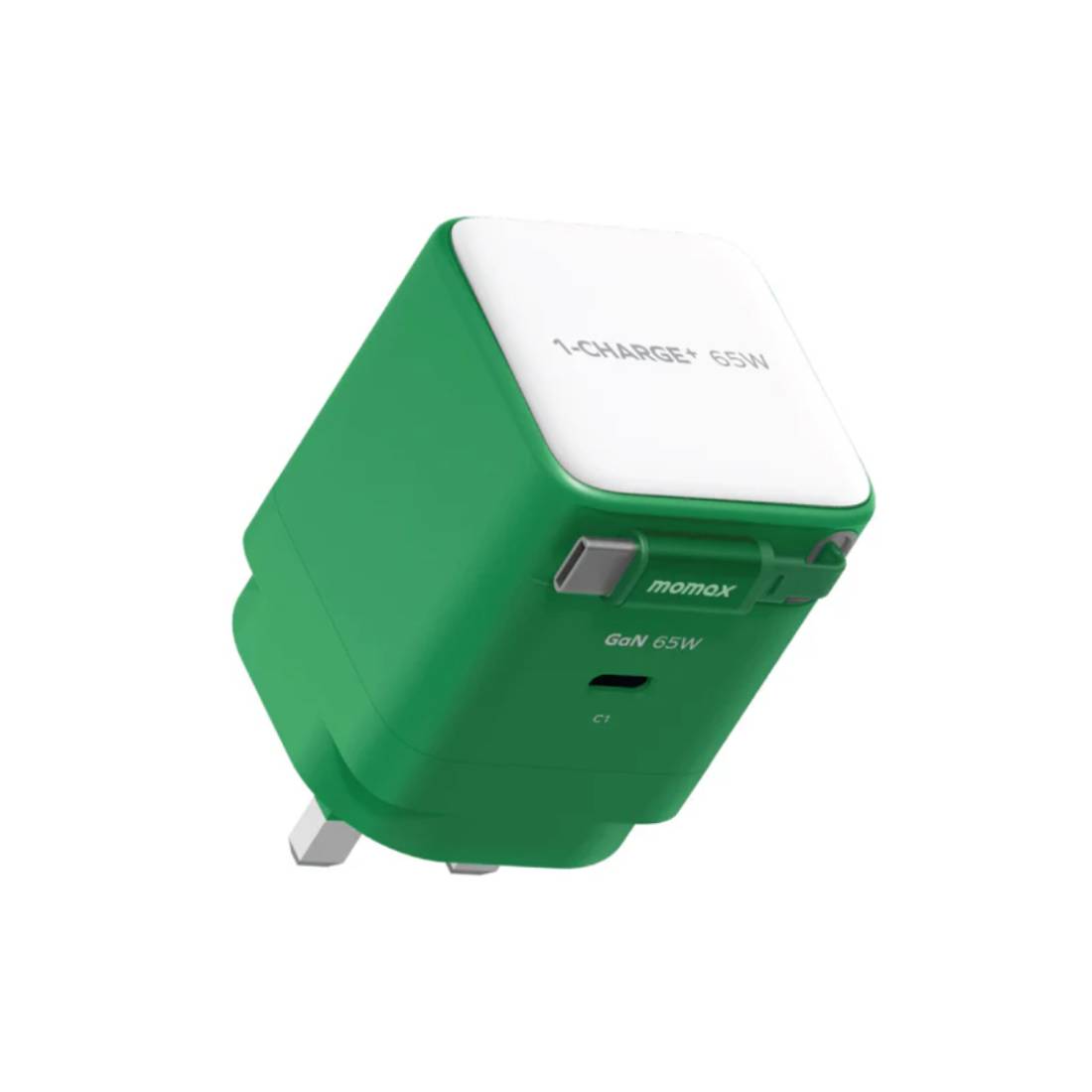 Momax 1-Charge 65W GAN 1-Port Charger USB-C Adapter-Green-mحol Momax 1-Charge 65W GAN 1-Port Charger USB-C Adapter-Green-mحol