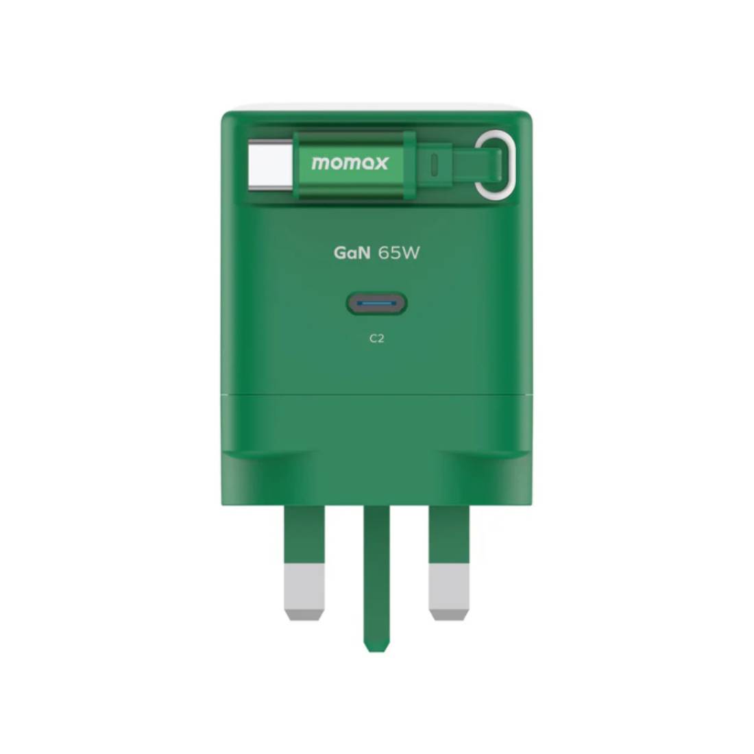Momax 1-Charge 65W GAN 1-Port Charger USB-C Adapter-Green-mحol Momax 1-Charge 65W GAN 1-Port Charger USB-C Adapter-Green-mحol