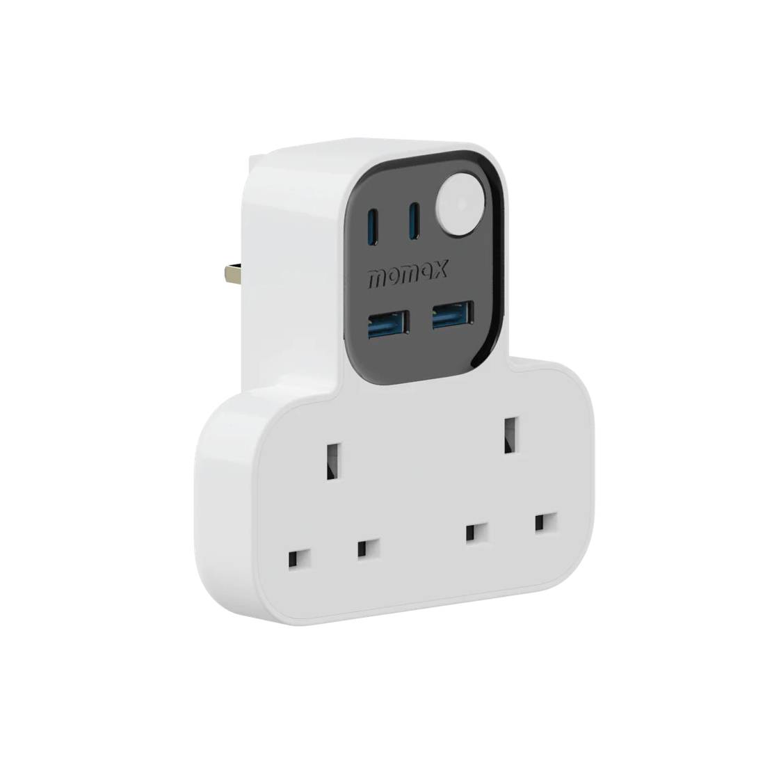 Momax 1-Charge Work Flow T-Shaped Extension 2 Socket USB - شاحن Momax 1-Charge Work Flow T-Shaped Extension 2 Socket USB - شاحن