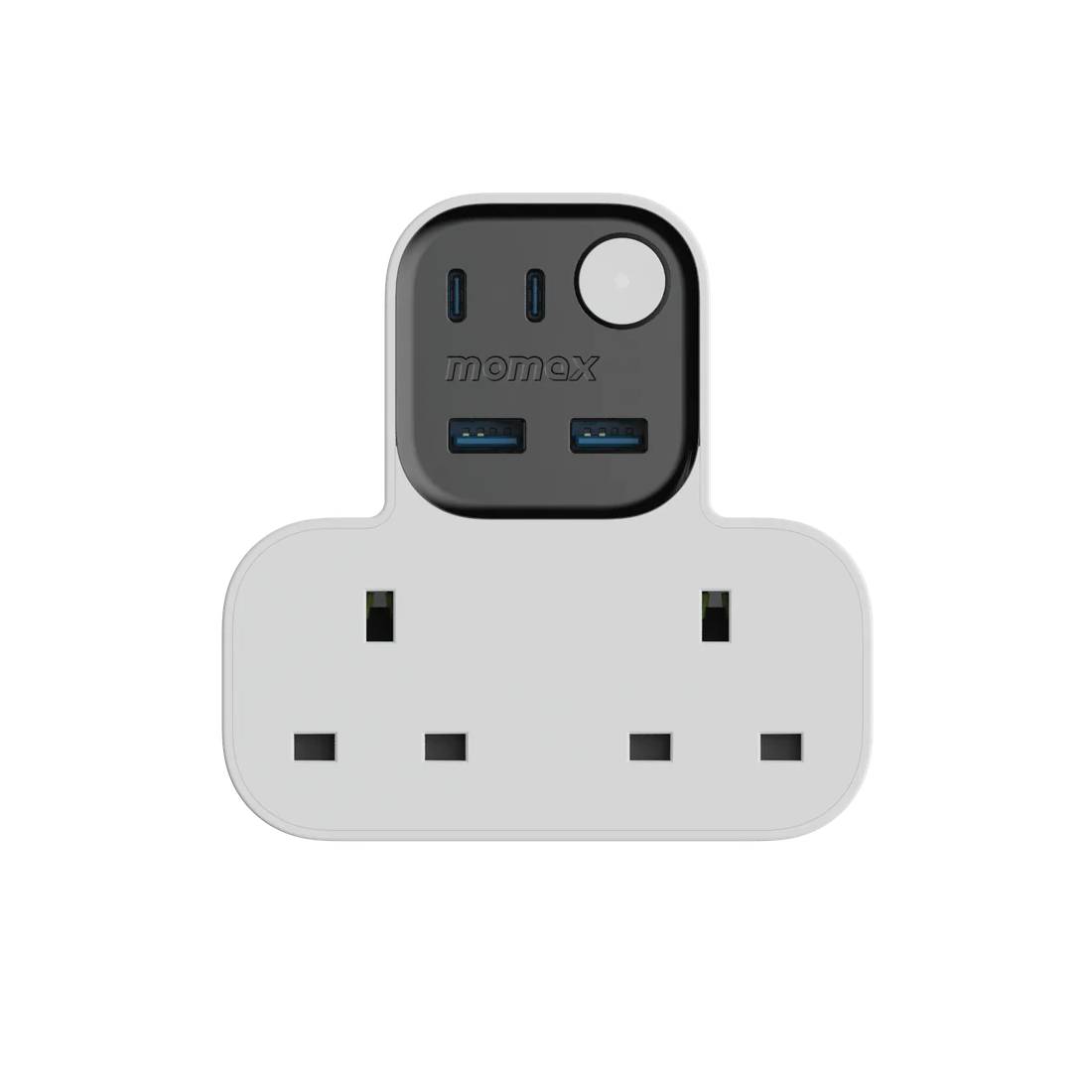 Momax 1-Charge Work Flow T-Shaped Extension 2 Socket USB - شاحن Momax 1-Charge Work Flow T-Shaped Extension 2 Socket USB - شاحن