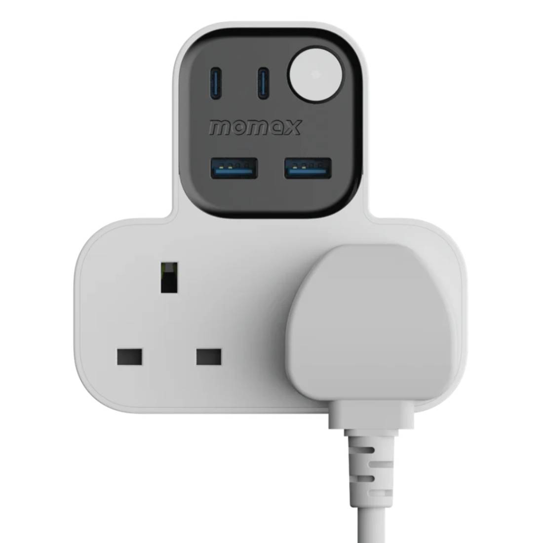 Momax 1-Charge Work Flow T-Shaped Extension 2 Socket USB - شاحن Momax 1-Charge Work Flow T-Shaped Extension 2 Socket USB - شاحن