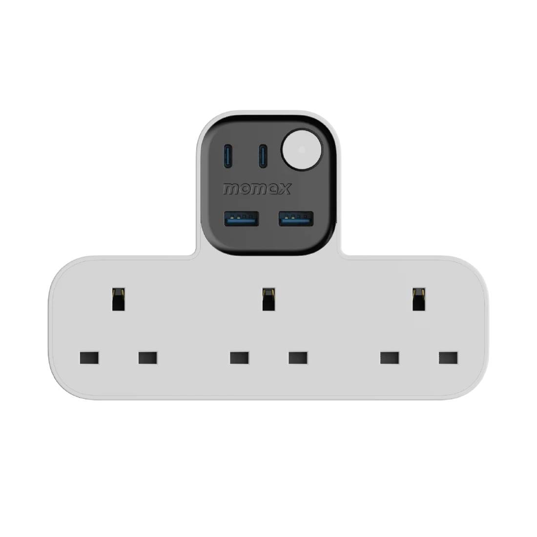 Momax 1-Charge Work Flow T-Shaped Extension 3 Socket USB - شاحن Momax 1-Charge Work Flow T-Shaped Extension 3 Socket USB - شاحن