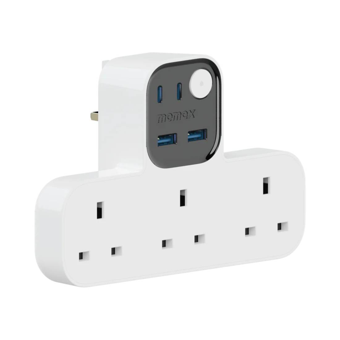 Momax 1-Charge Work Flow T-Shaped Extension 3 Socket USB - شاحن Momax 1-Charge Work Flow T-Shaped Extension 3 Socket USB - شاحن