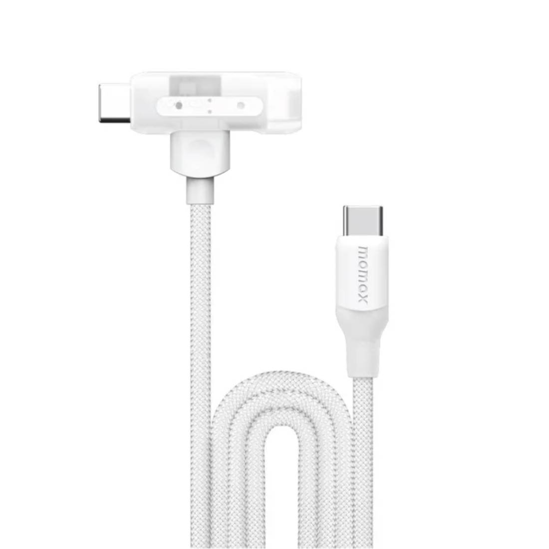 Momax 1-link Flow Duo 2in1 Usb-C To Usb-C + Lightning Cable 1.5m - White - كابل شحن Momax 1-link Flow Duo 2in1 Usb-C To Usb-C + Lightning Cable 1.5m - White - كابل شحن