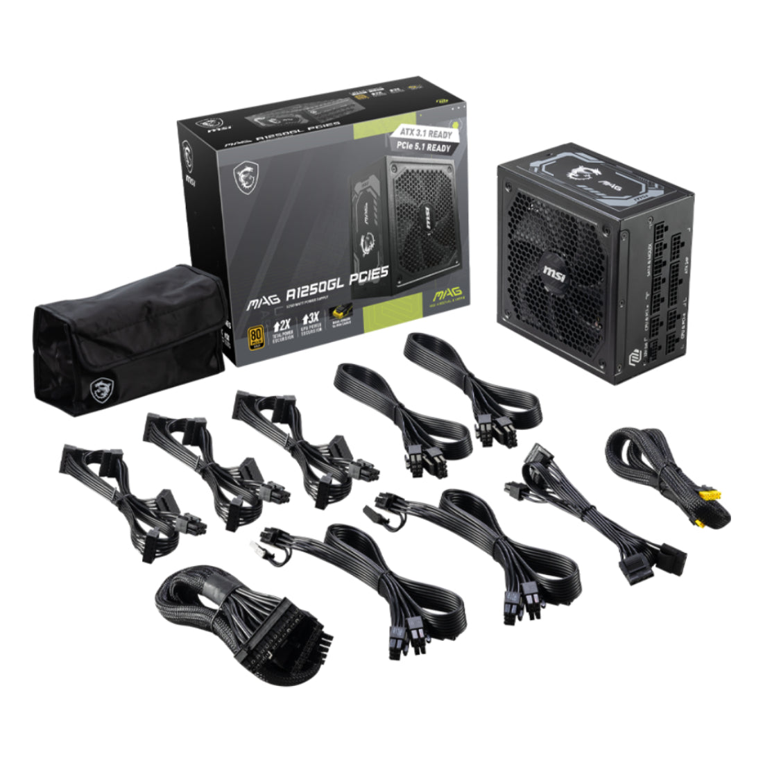 MSI MAG A1250GL PCIE5 1250W 80Plus Gold Fully Modular Power Supply - مزود طاقة - Store 974 | ستور ٩٧٤
