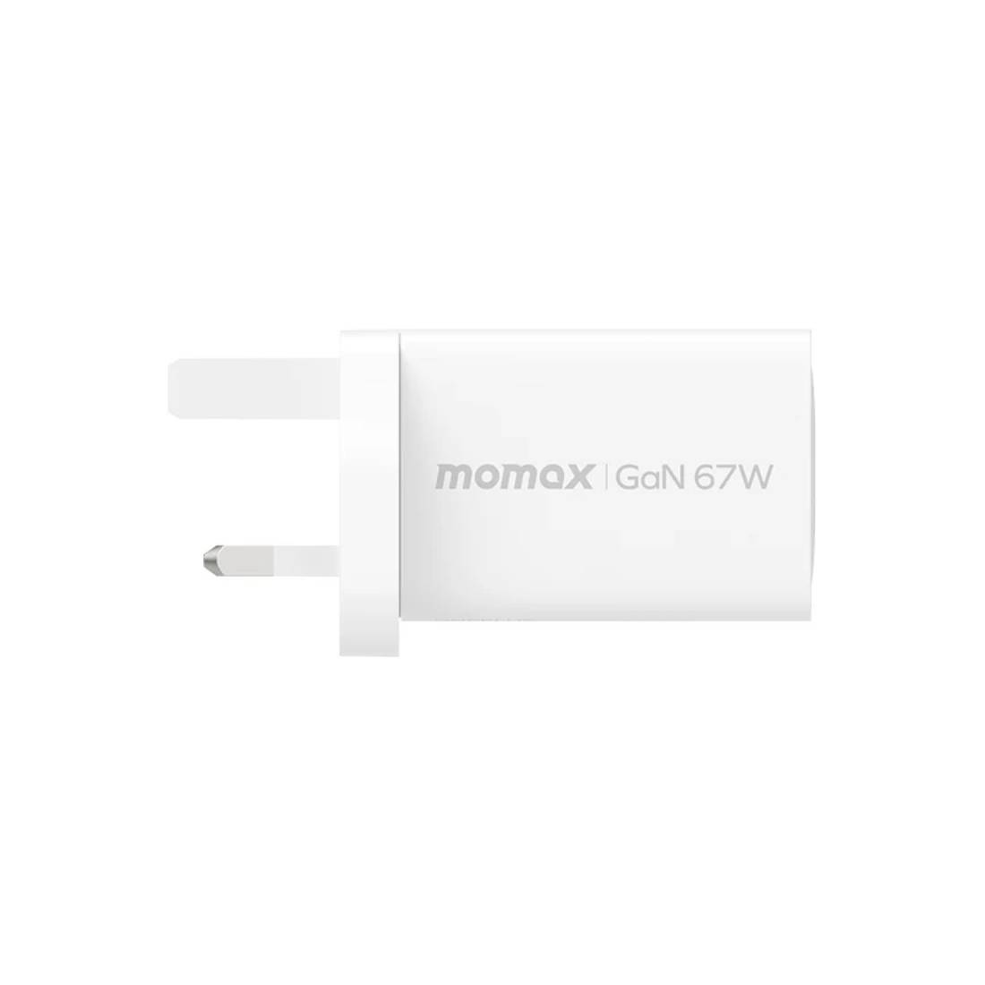 Momax OnePlug 67W 3-Port GaN Charger - White - شاحن Momax OnePlug 67W 3-Port GaN Charger - White - شاحن