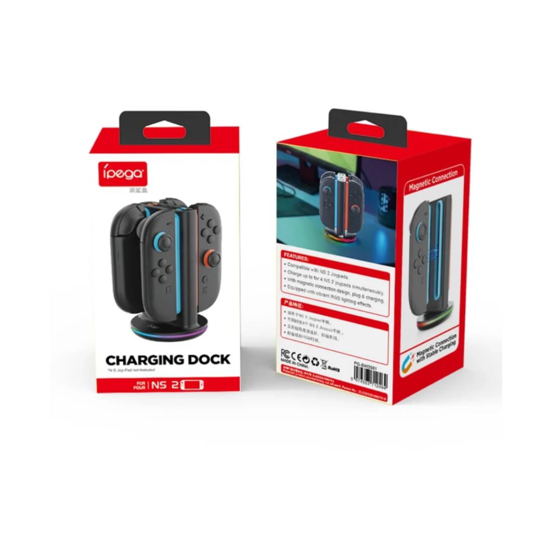 Nintendo Switch 2 Joy - Cons Vertical Quad Charger with RGB light on the base - أكسسوارات - Store974 Electronics WLL | ستور٩٧٤ للالكترونيات ذ.م.م