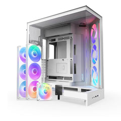 NZXT H9 Flow RGB Fans & Control Hub (2025) Dual-Chamber Mid Tower Case - White - صندوق
