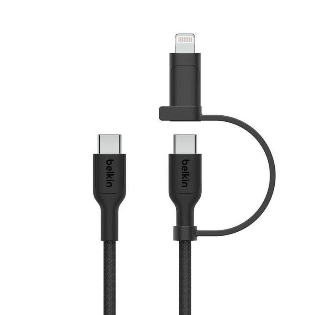 كابل Belkin 2-in-1 مع USB-C وموصل Lightning-أسود-كabl كابل Belkin 2-in-1 مع USB-C وموصل Lightning-أسود-كabl