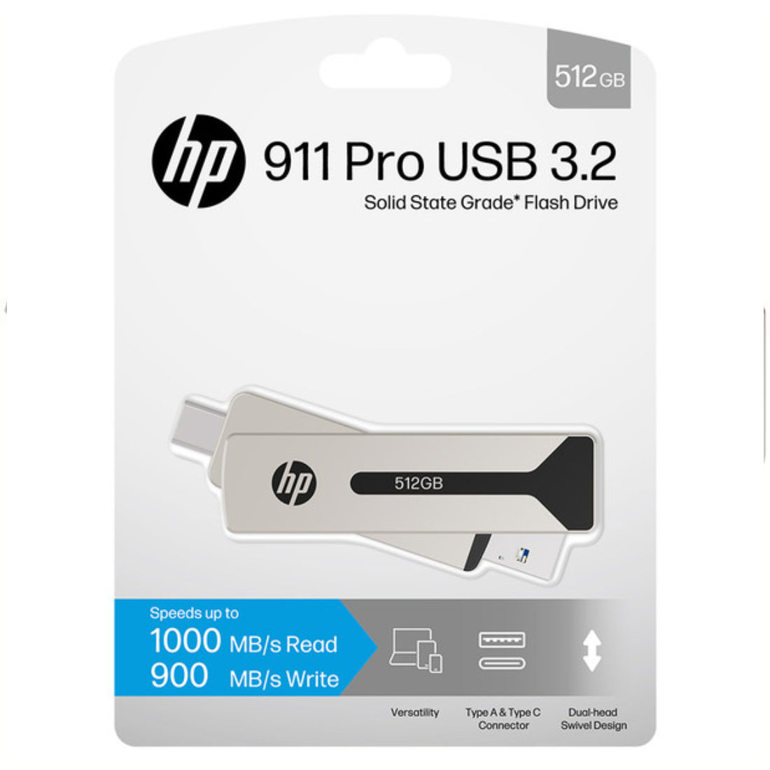 HP 512GB Solid State Grade OTG Type-C 911 Pro Flash Drive - فلاش ذاكرة HP 512GB Solid State Grade OTG Type-C 911 Pro Flash Drive - فلاش ذاكرة
