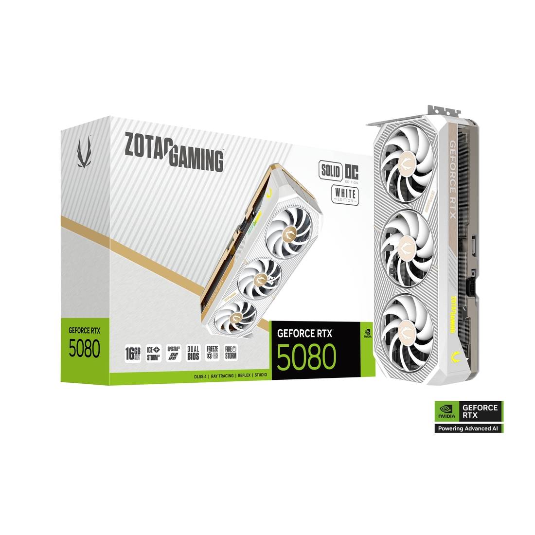 Zotac Gaming GeForce RTX 5080 SOLID OC White ED 16GB GDDR7 Graphics Card - كرت الشاشة - Store 974 Electronics WLL  | ستور٩٧٤ للالكترونيات ذ.م.م