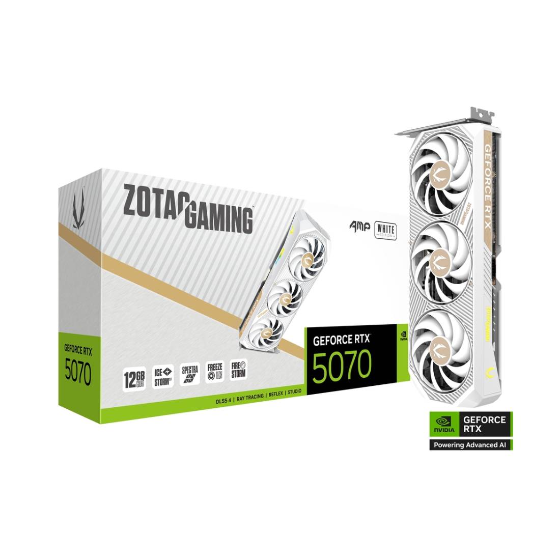 Zotac Gaming GeForce RTX 5070 AMP WHITE ED 12GB GDDR7 Graphics Card - كرت الشاشة - Store 974 Electronics WLL  | ستور٩٧٤ للالكترونيات ذ.م.م