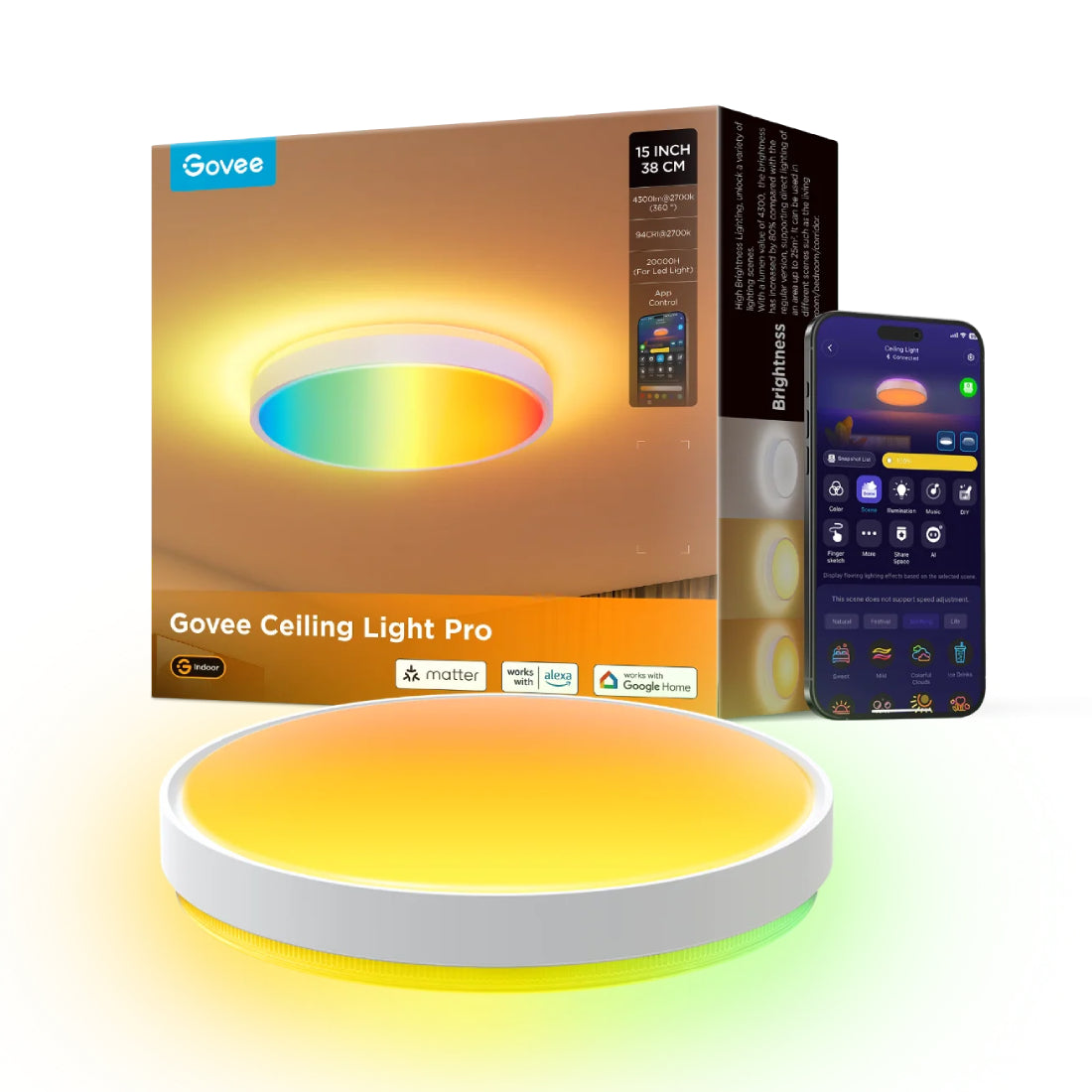 Govee 15inch RGBICWW + RGBICWW Round Smart Ceiling Light Pro - إضاءة - Store 974 Electronics WLL  | ستور٩٧٤ للالكترونيات ذ.م.م