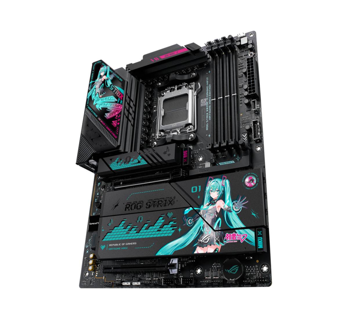 Asus ROG Strix X870E-H WIFI7 Hatsune Gaming Motherboard - Miku Edition - لوحة الأم Asus ROG Strix X870E-H WIFI7 Hatsune Gaming Motherboard - Miku Edition - لوحة الأم
