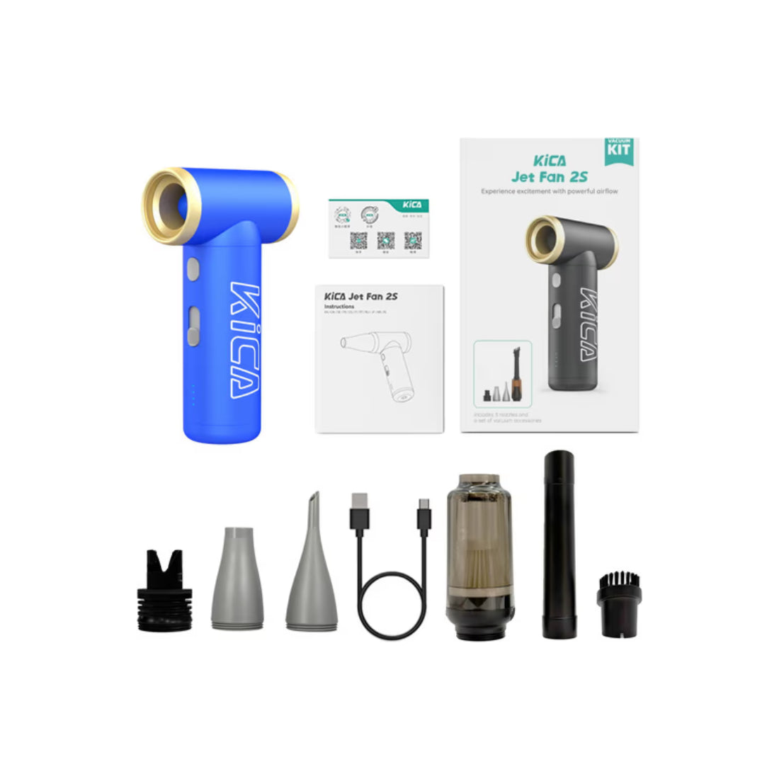 KiCA Jet Fan 2S Vacuum Kit, Blue - منفضة هواء KiCA Jet Fan 2S Vacuum Kit, Blue - منفضة هواء