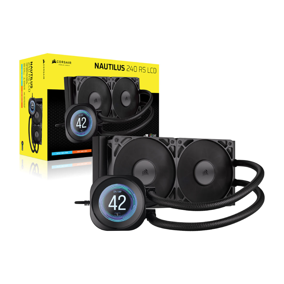 Corsair NAUTILUS 240 RS LCD 240mm Liquid CPU Cooler - Black - مبرد