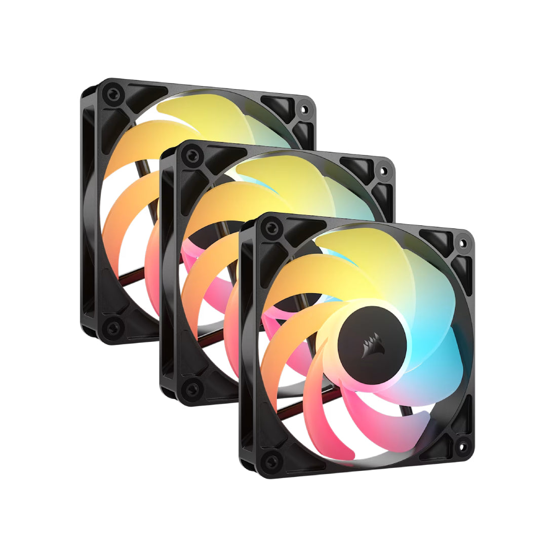 Corsair RS120-R ARGB 120mm PWM Reverse Fan Triple Pack - Black- مروحة تبريد Corsair RS120-R ARGB 120mm PWM Reverse Fan Triple Pack - Black- مروحة تبريد