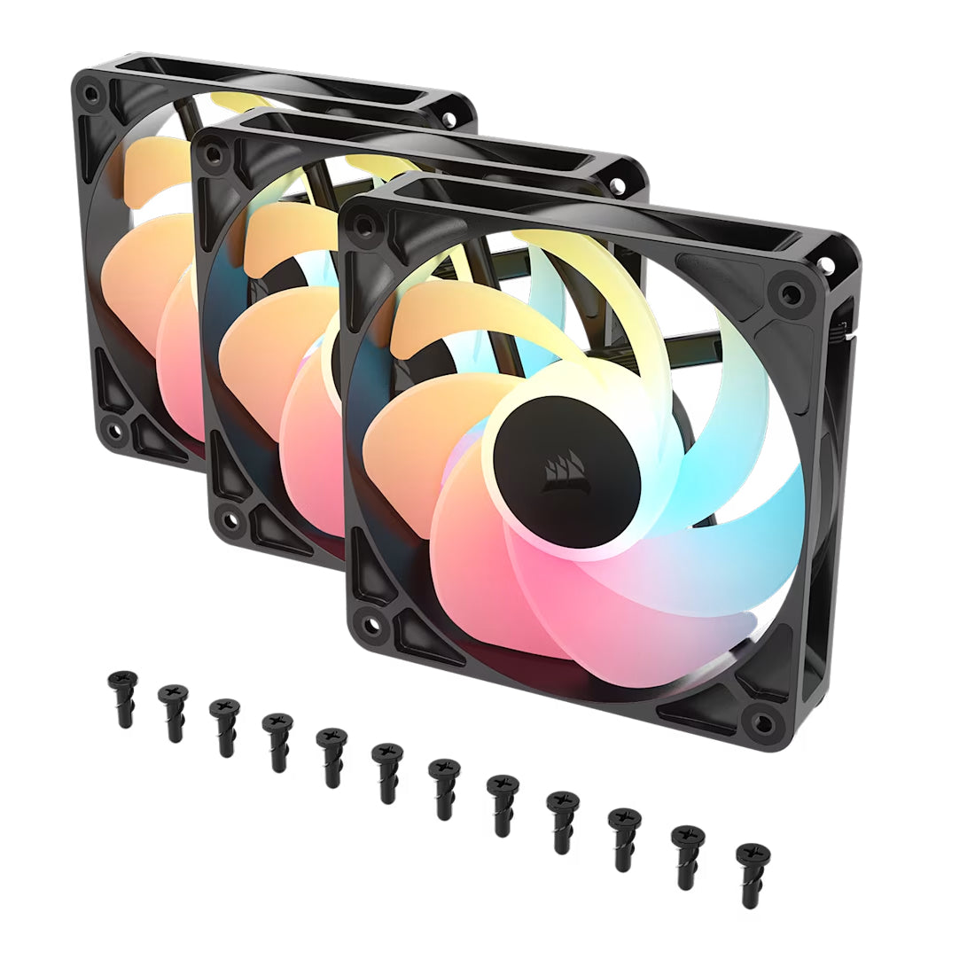 Corsair RS120-R ARGB 120mm PWM Reverse Fan Triple Pack - Black- مروحة تبريد