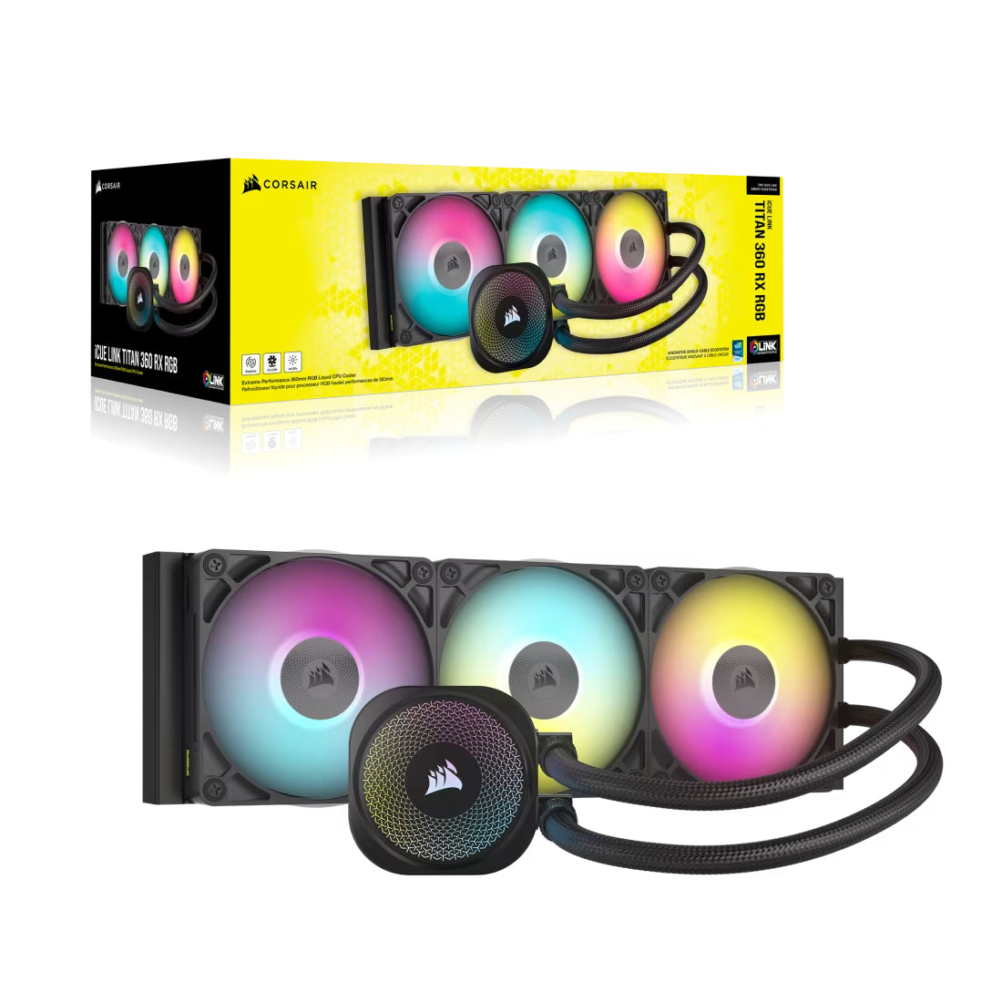 Corsair iCUE Link Titan 360 RX RGB 360mm Liquid CPU Cooler - Black - مبرد Corsair iCUE Link Titan 360 RX RGB 360mm Liquid CPU Cooler - Black - مبرد