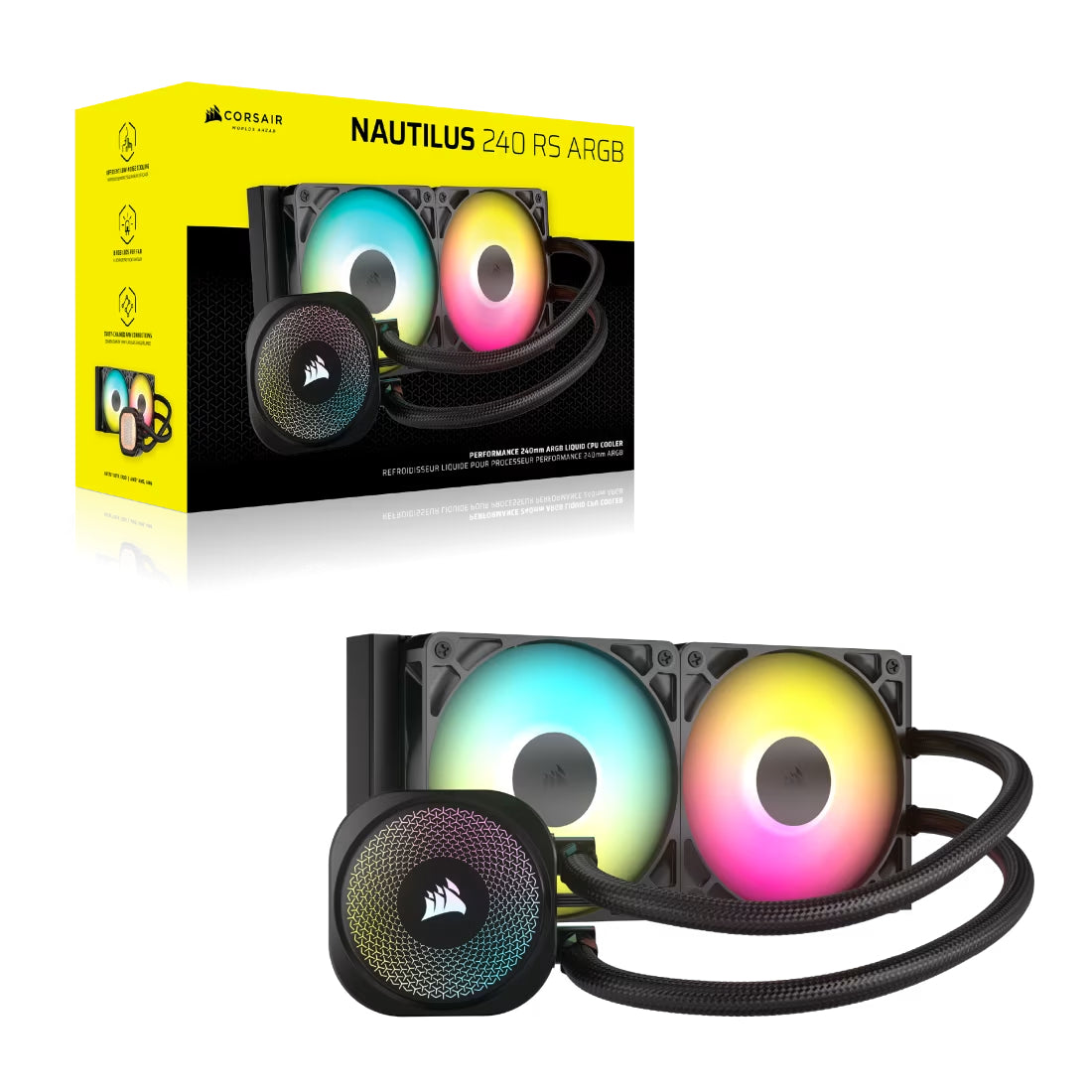 Corsair NAUTILUS 240 RS ARGB 240mm Liquid CPU Cooler - Black - مبرد