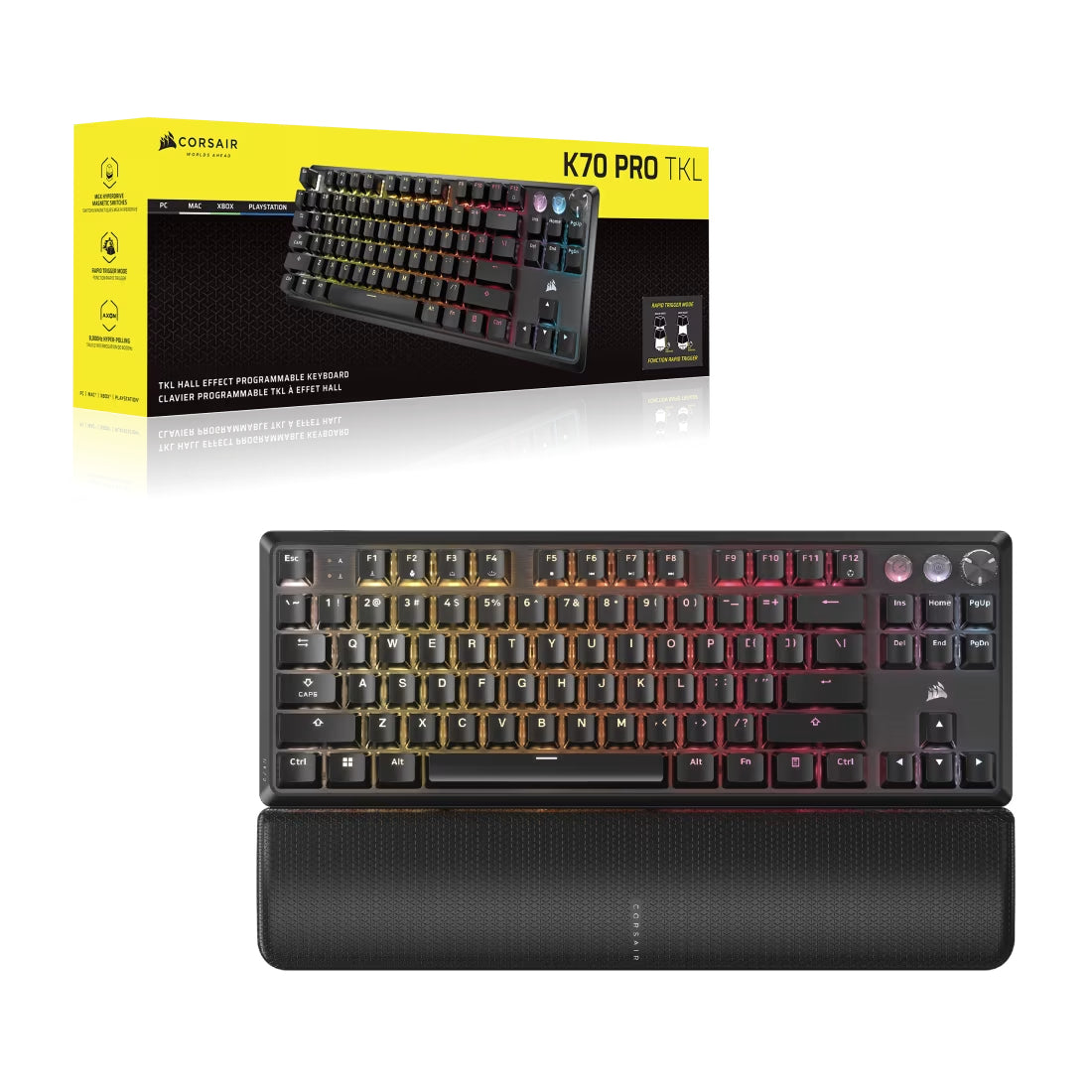 Corsair K70 PRO TKL Wired RGB Mechanical Gaming Keyboard- Black - لوحة مفاتيح