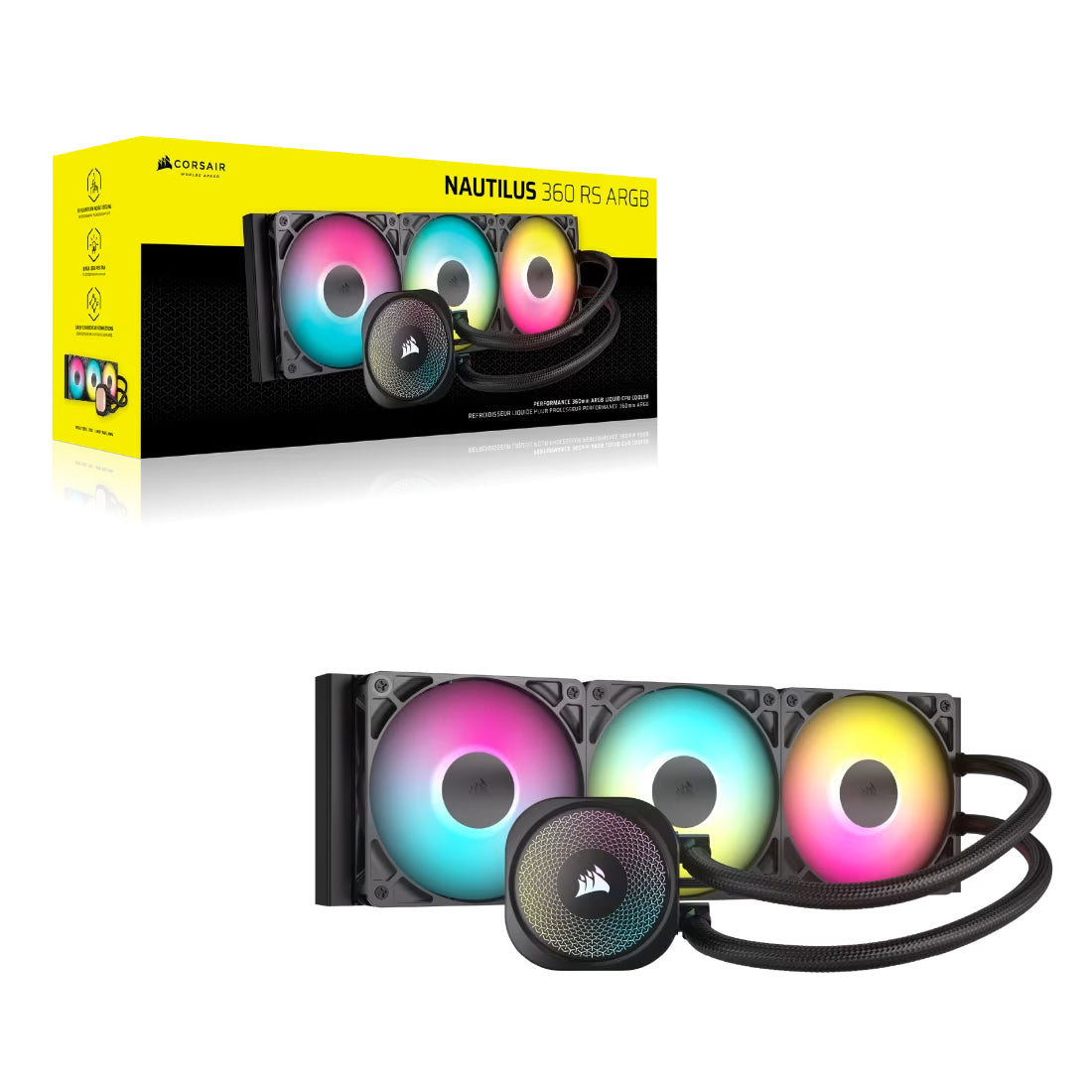 Corsair NAUTILUS 360 RS ARGB 360mm Liquid CPU Cooler - Black - مبرد