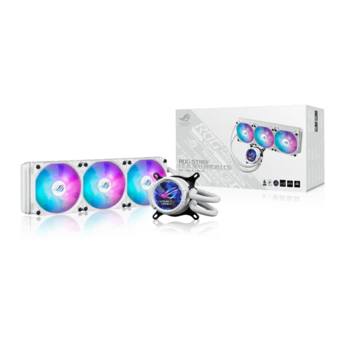 Asus ROG Strix LC III 360mm ARGB LCD Liquid Cooler - White - مبرد Asus ROG Strix LC III 360mm ARGB LCD Liquid Cooler - White - مبرد