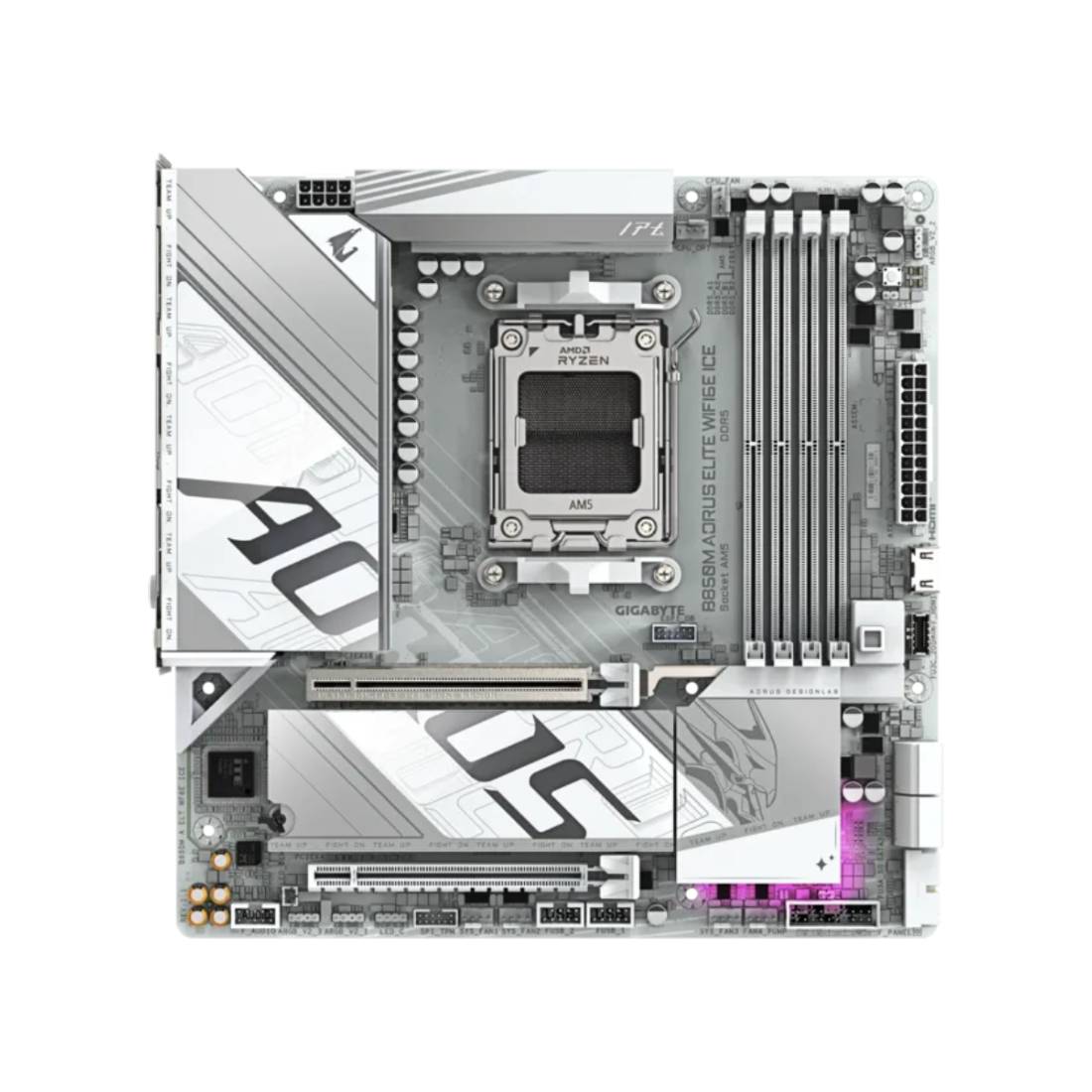 Gigabyte B850M AORUS Elite WIFI6E m-ATX Motherboard - Ice - لوحة الأم Gigabyte B850M AORUS Elite WIFI6E m-ATX Motherboard - Ice - لوحة الأم