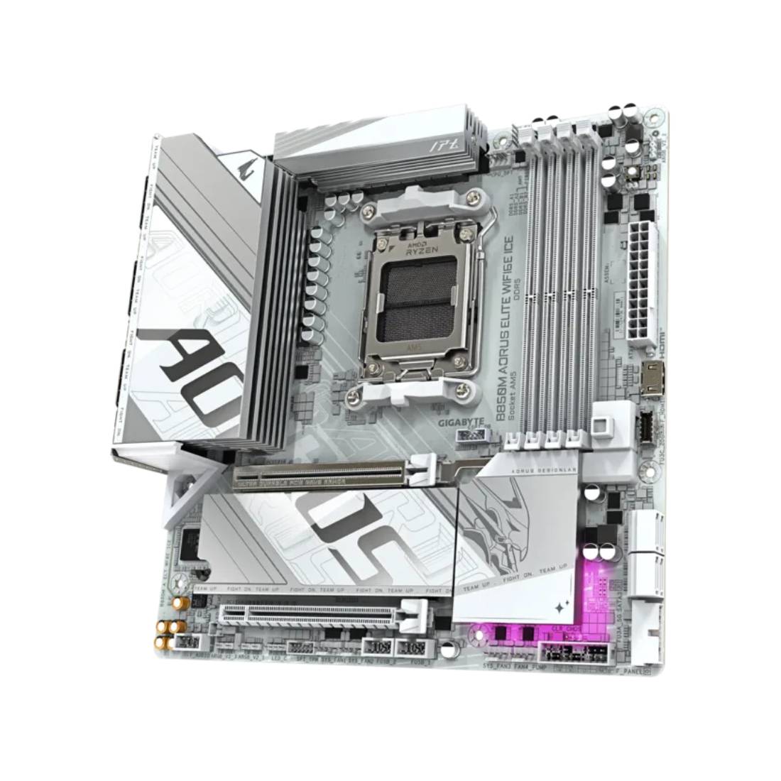 Gigabyte B850M AORUS Elite WIFI6E m-ATX Motherboard - Ice - لوحة الأم Gigabyte B850M AORUS Elite WIFI6E m-ATX Motherboard - Ice - لوحة الأم