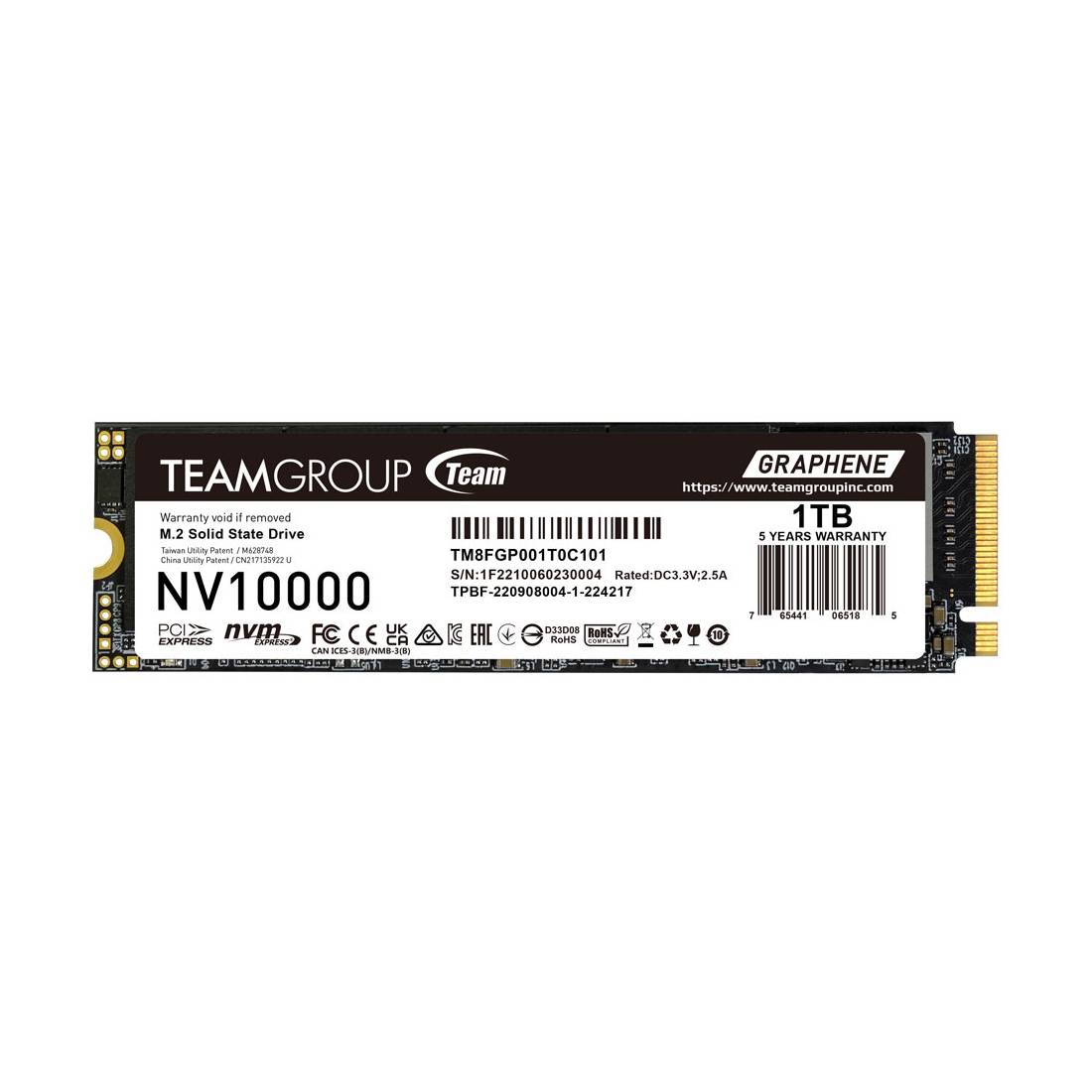 Team Group NV10000 1TB M.2 PCIe 5.0 Gen5 x4 M.2 Internal SSD - مساحة تخزين